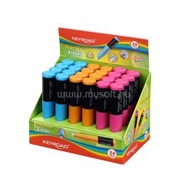 KEYROAD Hegyező 1 lyukú radírral 24 db/display 2 in 1 vegyes színek KEYROAD_38389 small