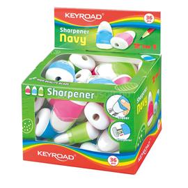 KEYROAD Hegyező 1 lyukú tartályos, radírral 36 db/display Navy vegyes színek KEYROAD_38399 small