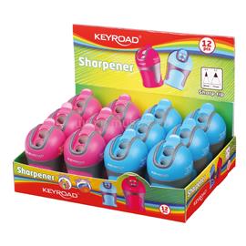 KEYROAD Hegyező 2 lyukú tartályos, fedeles 12 db/display Colour Special vegyes színek KEYROAD_38416 small