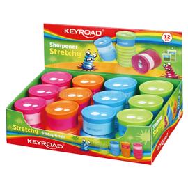 KEYROAD Hegyező 2 lyukú tartályos 12 db/display Stretchy vegyes színek KEYROAD_38409 small