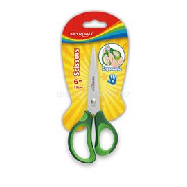 KEYROAD Olló, 15 cm, hegyes, 1 db/bliszter, Soft Grip, vegyes színek KEYROAD_54302 small