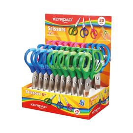 KEYROAD Olló, 15 cm, hegyes, 20 db/display, Soft Grip, vegyes színek KEYROAD_54303 small