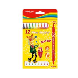 KEYROAD Rostirón, filctoll készlet 2 mm/4 mm kétvégű 12 db/bliszter Duo Tip vegyes színek KEYROAD_38484 small