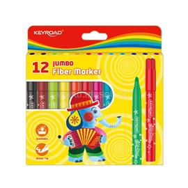 KEYROAD Rostirón, filctoll készlet 5 mm 12 db/bliszter Jumbo vegyes színek KEYROAD_38485 small