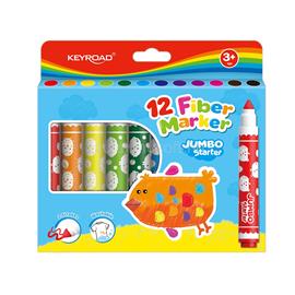 KEYROAD Rostirón, filctoll készlet erős, vastag hegyű 12 db/bliszter Jumbo Starter vegyes színek KEYROAD_38488 small