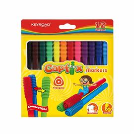 KEYROAD Rostirón, filctoll készlet összekapcsolható fejekkel 12 db/bliszter Capfix vegyes színek KEYROAD_38486 small