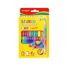 KEYROAD Rostirón, filctoll kétvégű készlet 12 db/doboz duo fiber marker 24 klf. szín KEYROAD_43653 small