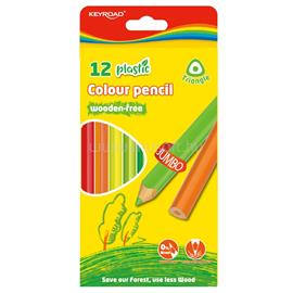 KEYROAD Színes ceruza készlet 4 mm famentes háromszögletű Jumbo 12 klf. szín KEYROAD_43651 small