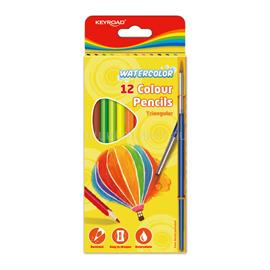 KEYROAD Színes ceruza készlet akvarell, háromszögletű ecsettel Aqua Fun 12 klf. szín KEYROAD_38489 small