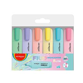 KEYROAD Szövegkiemelő készlet vágott hegyű, lapos test 6 db/bliszter FluoPastel pasztell színek KEYROAD_38510 small