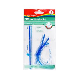 KEYROAD Vonalzókészlet, 15 cm, vonalzó, szögmérő, 45° és 60° háromszög vonalzók 4 db/bliszter Keyroad KEYROAD_38546 small