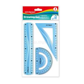 KEYROAD Vonalzókészlet, 20 cm, flexibilis vonalzó, szögmérő, derékszög vonalzó, 3 db/bliszter vegyes színek KEYROAD_38549 small