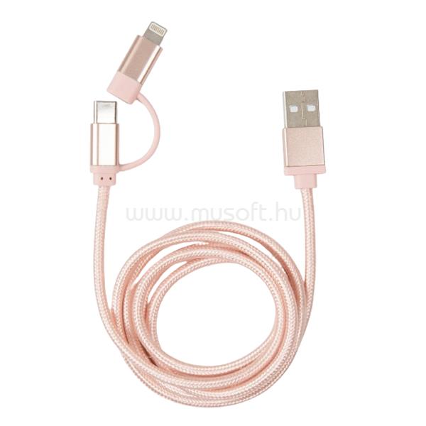 KIKKERLAND US237-RG fonott USB-C Lightning kábel (rózsaarany)
