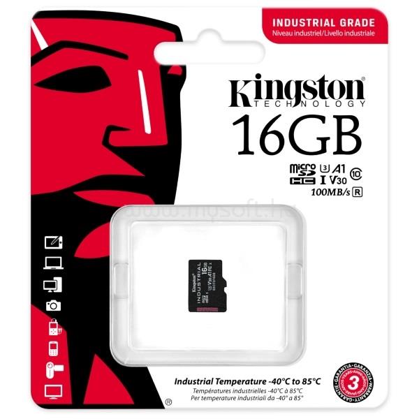 KINGSTON 16GB Micro SD Industrial (SDHC, Class 10, A1) memóriakártya