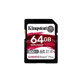 KINGSTON SDXC 64GB Canvas React Plus Class 10  UHS-II U3 memóriakártya SDR2/64GB small