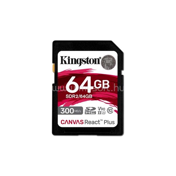 KINGSTON SDXC 64GB Canvas React Plus Class 10  UHS-II U3 memóriakártya