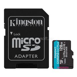 KINGSTON Canvas Go! Plus MicroSDXC 128GB, Class10, UHS-I U3 V30, A2 memóriakártya + adapter SDCG3/128GB small