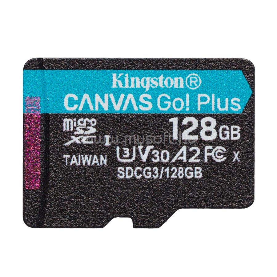 KINGSTON Canvas Go! Plus MicroSDXC 128GB, Class10, UHS-I U3 V30, A2 memóriakártya