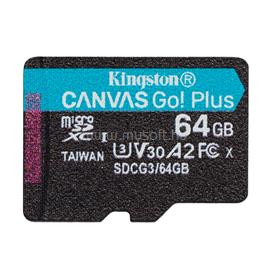 KINGSTON Canvas Go! Plus MicroSDXC 64GB, Class10, UHS-I U3 V30, A2 memóriakártya SDCG3/64GBSP small