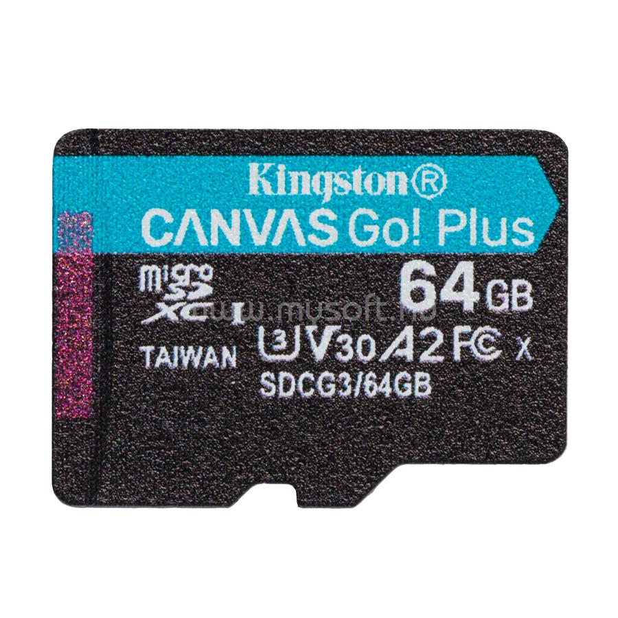 KINGSTON Canvas Go! Plus MicroSDXC 64GB, Class10, UHS-I U3 V30, A2 memóriakártya