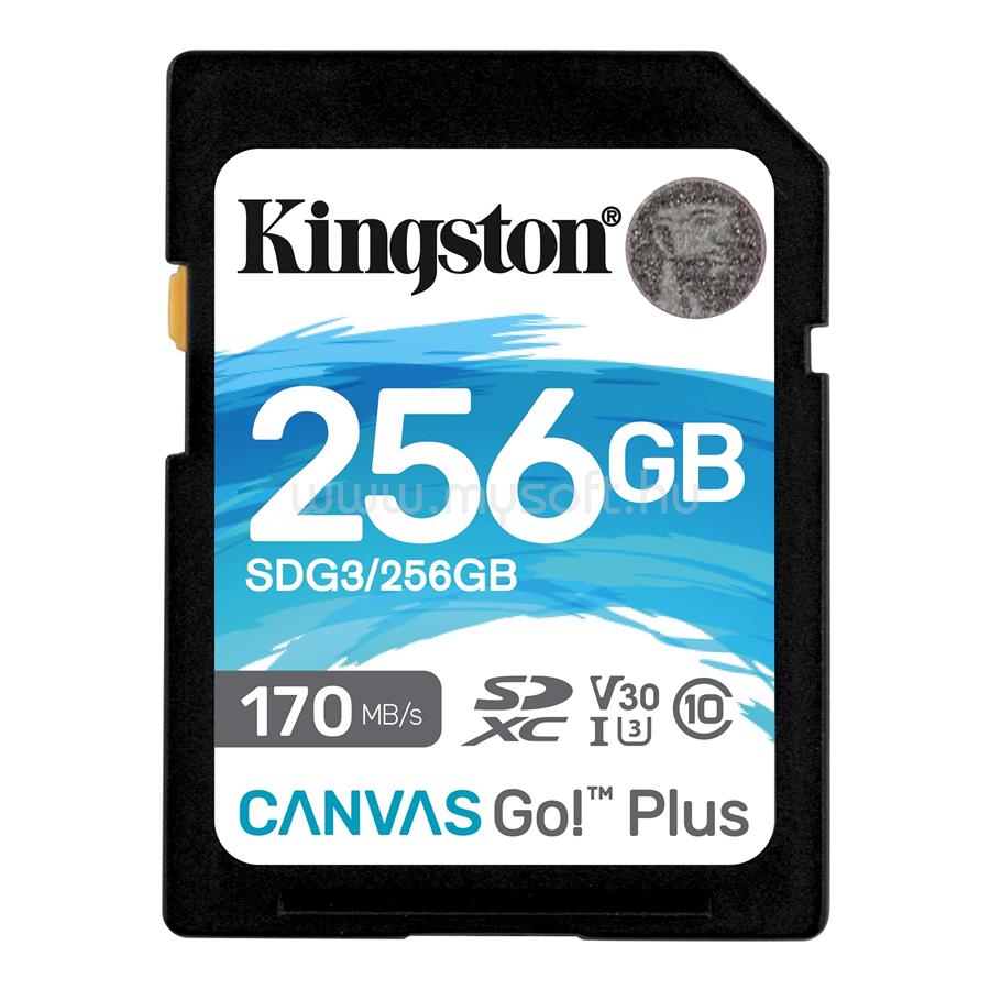 KINGSTON Canvas Go Plus SDXC 256GB Class 10 UHS-I U3 V30 memóriakártya
