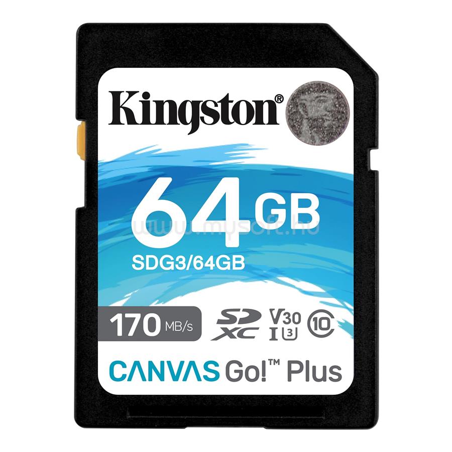 KINGSTON Canvas Go Plus SDXC 64GB Class 10 UHS-I U3 V30 memóriakártya