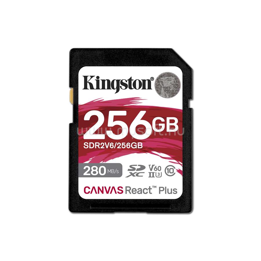KINGSTON Canvas React Plus SDXC 256GB Class 10, UHS-II, U3, V60 memóriakártya