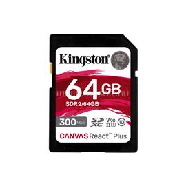 KINGSTON Canvas React Plus SDXC 64GB Class 10 UHS-II U3 V90 memóriakártya SDR2/64GB small