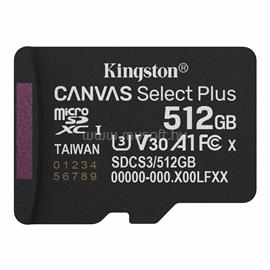 KINGSTON memóriakártya 512GB microSDXC Canvas Select Plus Gen3 - Class 10, A1, - adapter nélkül SDCS3/512GBSP small