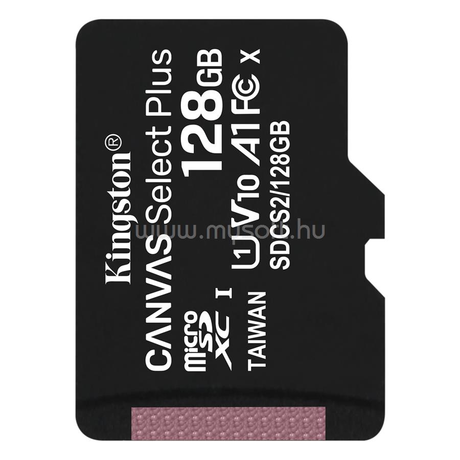 KINGSTON Canvas Select Plus MicroSDXC 128GB, Class10. UHS-I U1, V10 memóriakártya