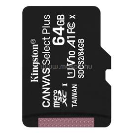 KINGSTON Canvas Select Plus MicroSDXC 64GB, Class10. UHS-I U1, V10 memóriakártya SDCS2/64GBSP small