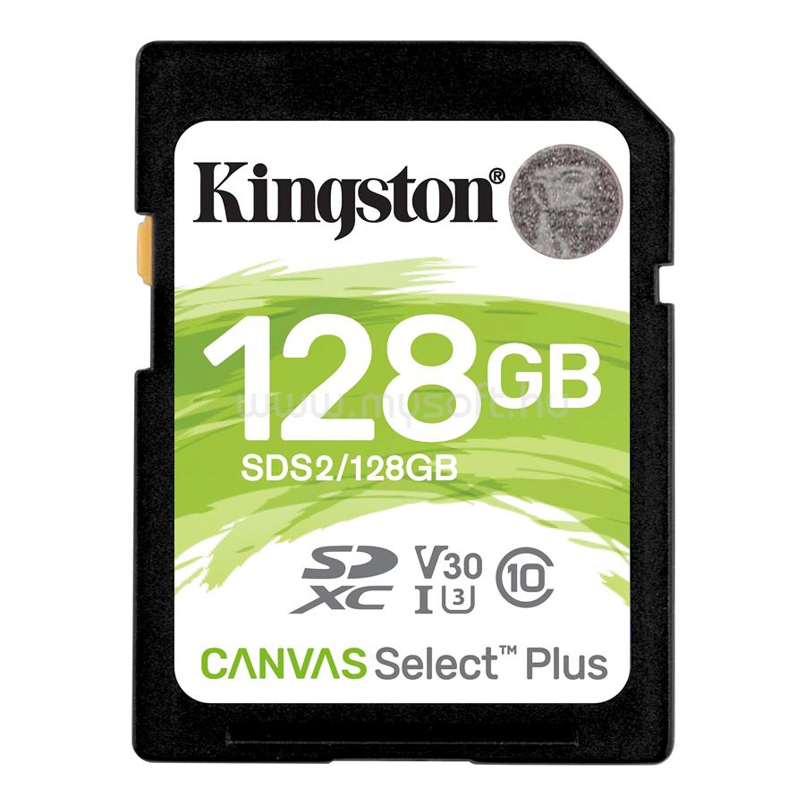 KINGSTON Canvas Select Plus SDXC 128GB Class 10, UHS-I U3 V30 memóriakártya