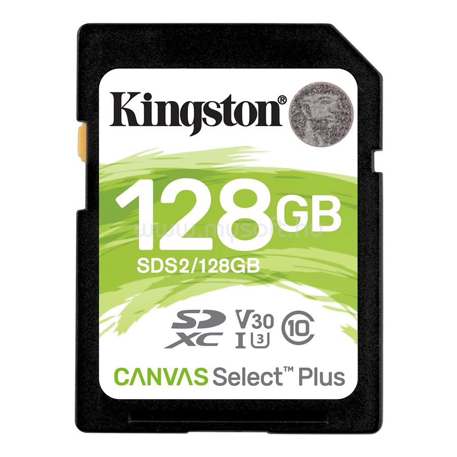 KINGSTON Canvas Select Plus SDXC 128GB Class 10, UHS-I U3 V30 memóriakártya