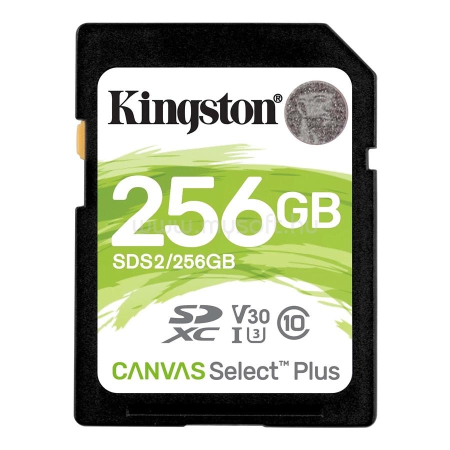 KINGSTON Canvas Select Plus SDXC 256GB Class 10, UHS-I U3 V30 memóriakártya