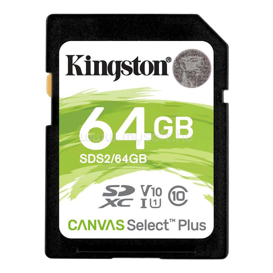 KINGSTON Canvas Select Plus SDXC 64GB Class 10, UHS-I, U1 V10 memóriakártya