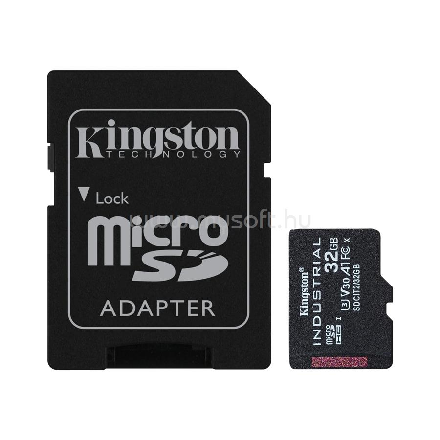 KINGSTON Industrial MicroSDHC 32GB Class 10, UHS-I, U3, V30, A1 memóriakártya + adapter