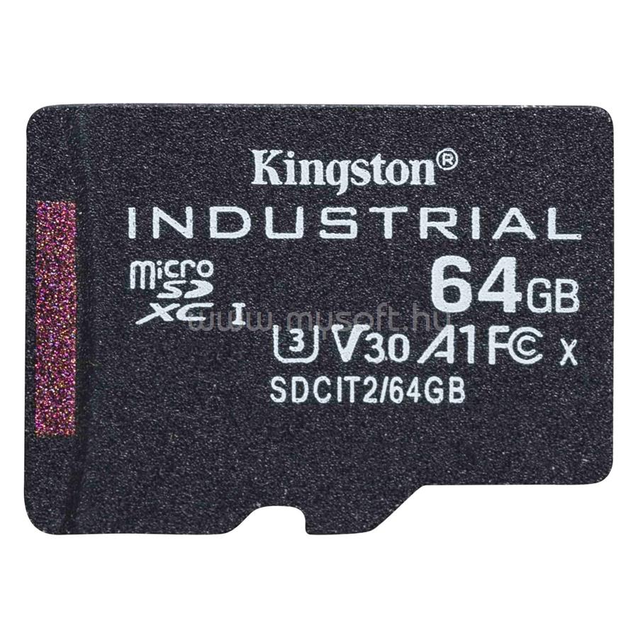 KINGSTON Industrial MicroSDHC 64GB Class 10, UHS-I, U3, V30, A1 memóriakártya