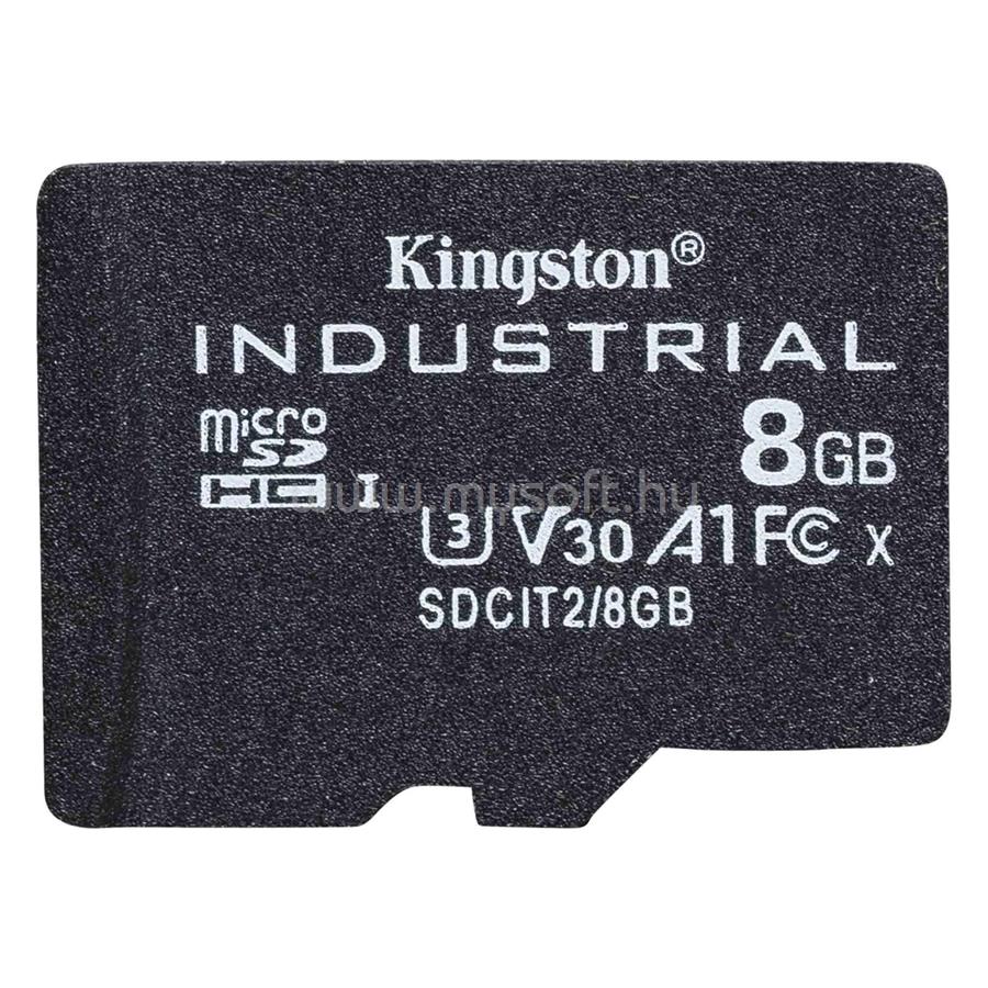 KINGSTON Industrial MicroSDHC 8GB Class 10, UHS-I, U3, V30, A1 memóriakártya