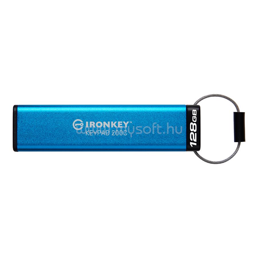 KINGSTON IronKey Keypad 200C USB3.2 Type-C 128GB pendrive (kék)