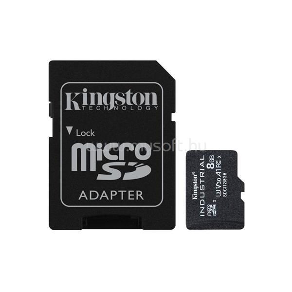 KINGSTON Memóriakártya MicroSDHC 8GB Industrial C10 A1 pSLC + Adapter