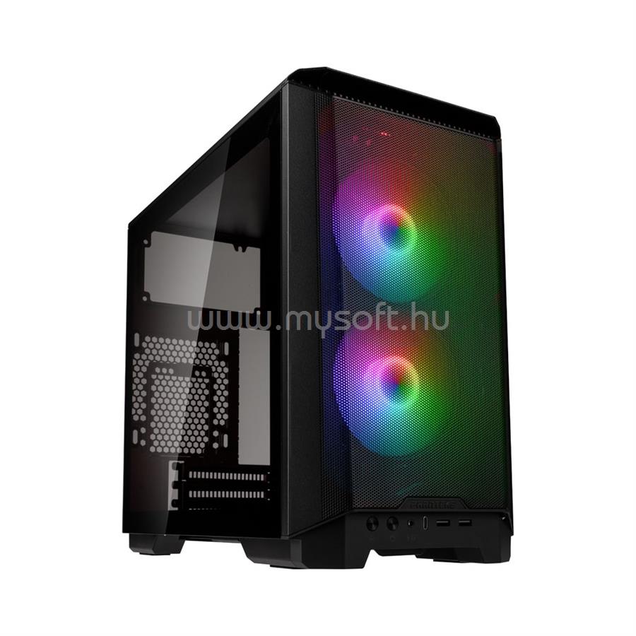 KOLINK PHANTEKS ECLIPSE P200 AIR RGB Fekete (Táp nélküli)  ablakos ITX ház