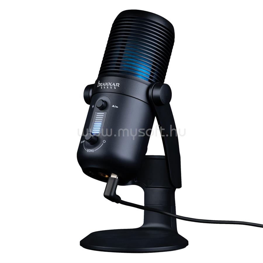 KONIX DRAKKAR PC Fury Pro asztali Streaming mikrofon USB-s Tripod állványnal (fekete)