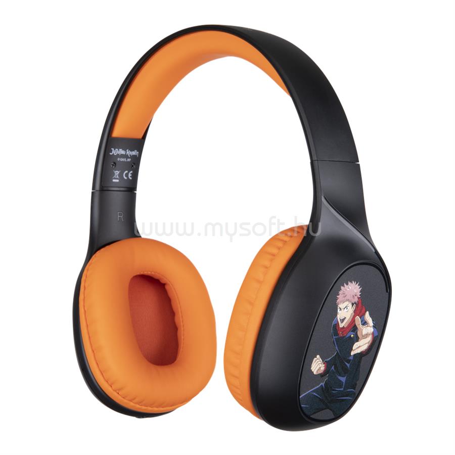 KONIX JUJUTSU KAISEN 2.0 Bluetooth vezeték nélküli gamer Stereo fejhallgató mikrofonnal (fekete-narancs)