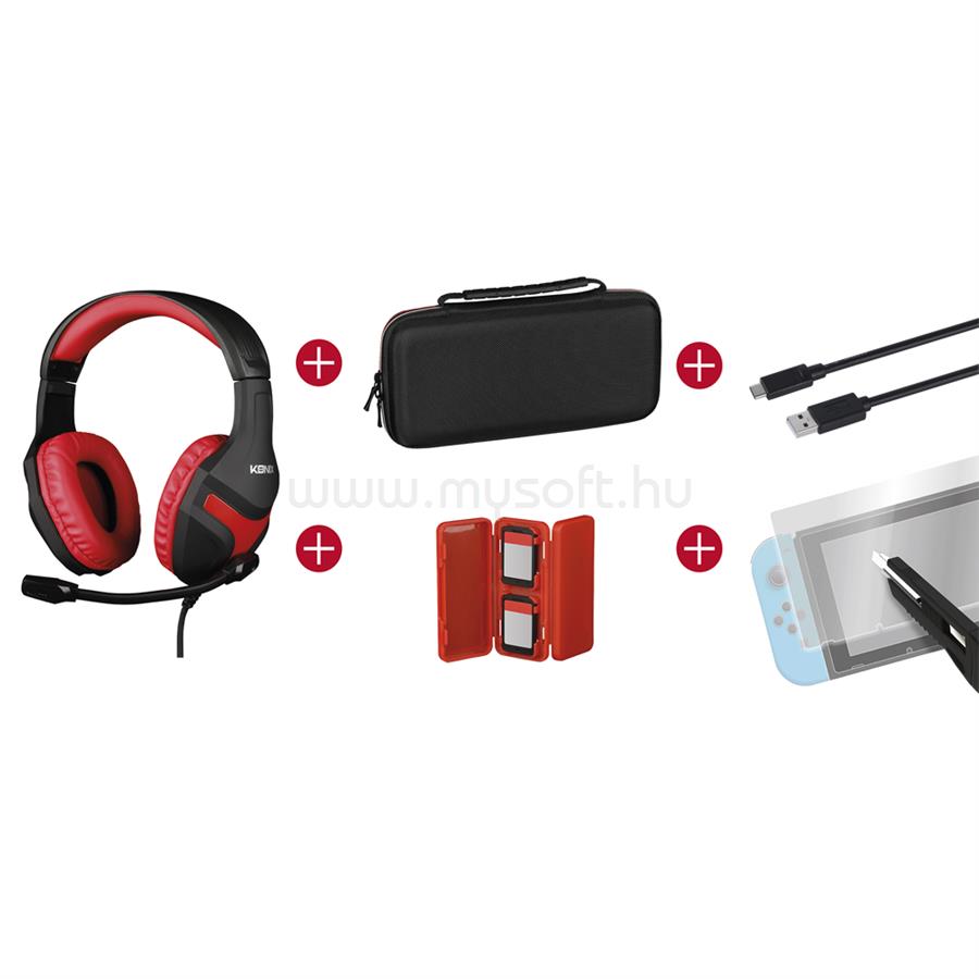 KONIX KX-GPK-NS MYTHICS Nintendo Switch Gamer csomag (Headset + Töltő kábel + Üvegfólia + Játék tartó + Táska)