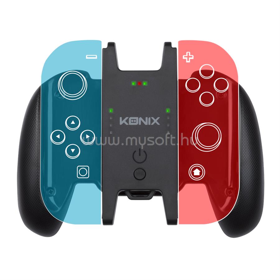 KONIX KX-NS-PNC MYTHICS Nintendo Switch/OLED Play & Charge Joy-Con Töltő egység (Mini Kontroller), Fekete
