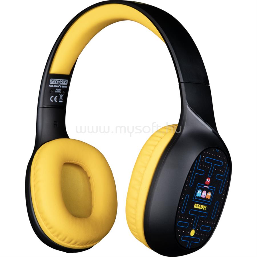KONIX PAC-MAN 2.0 Bluetooth vezeték nélküli gamer Stereo mikrofonos fejhallgató (fekete)