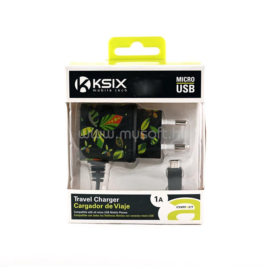 KSIX Fali töltő micro USB-vel; 1A - Trópusi