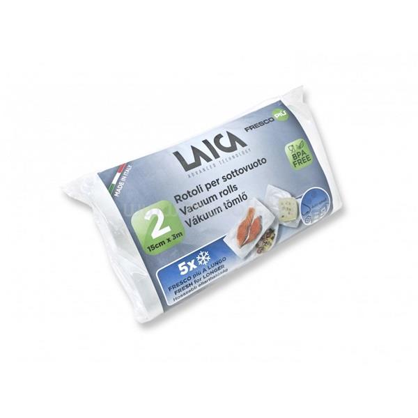LAICA VT36060 2 db légcsatornás, EXTRA erős 15 x 300 cm vákuumcsomagoló tekercs, BPA mentes vákuumfólia tömlő