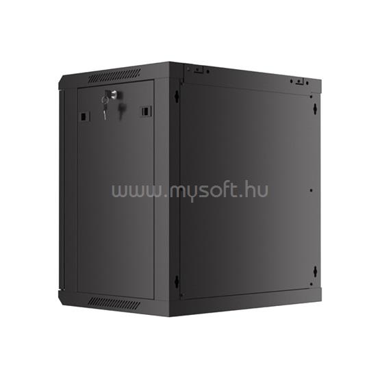 LANBERG 19" fali rack szekrény 12U/600X450 perforált ajtó, lapraszerelt (fekete)