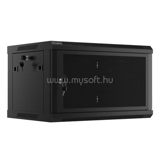 LANBERG 19" fali rack szekrény 6U/600X450 perforált ajtó, lapraszerelt (fekete)